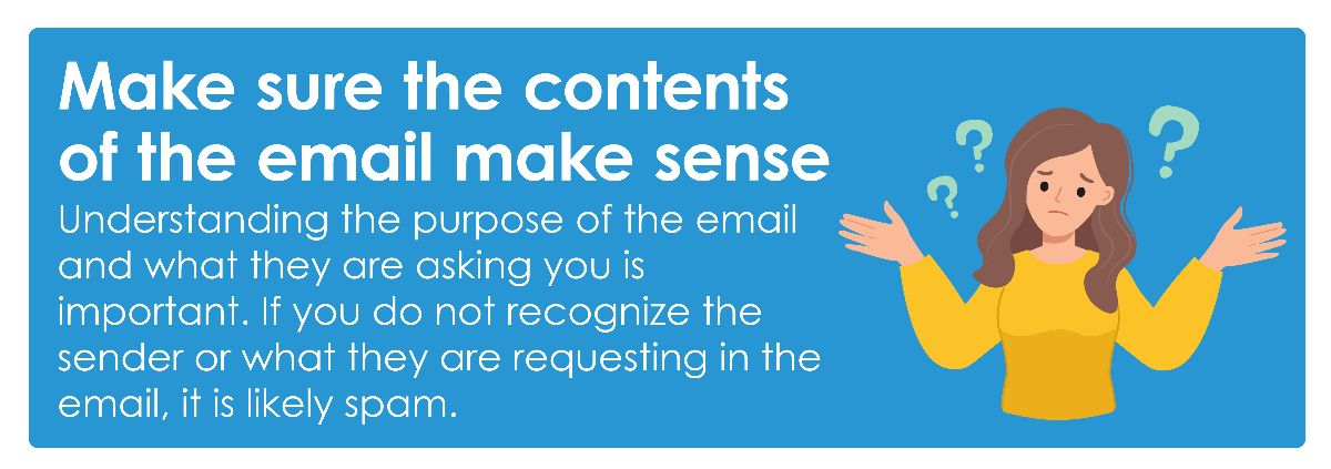 make sure content of email makes sense